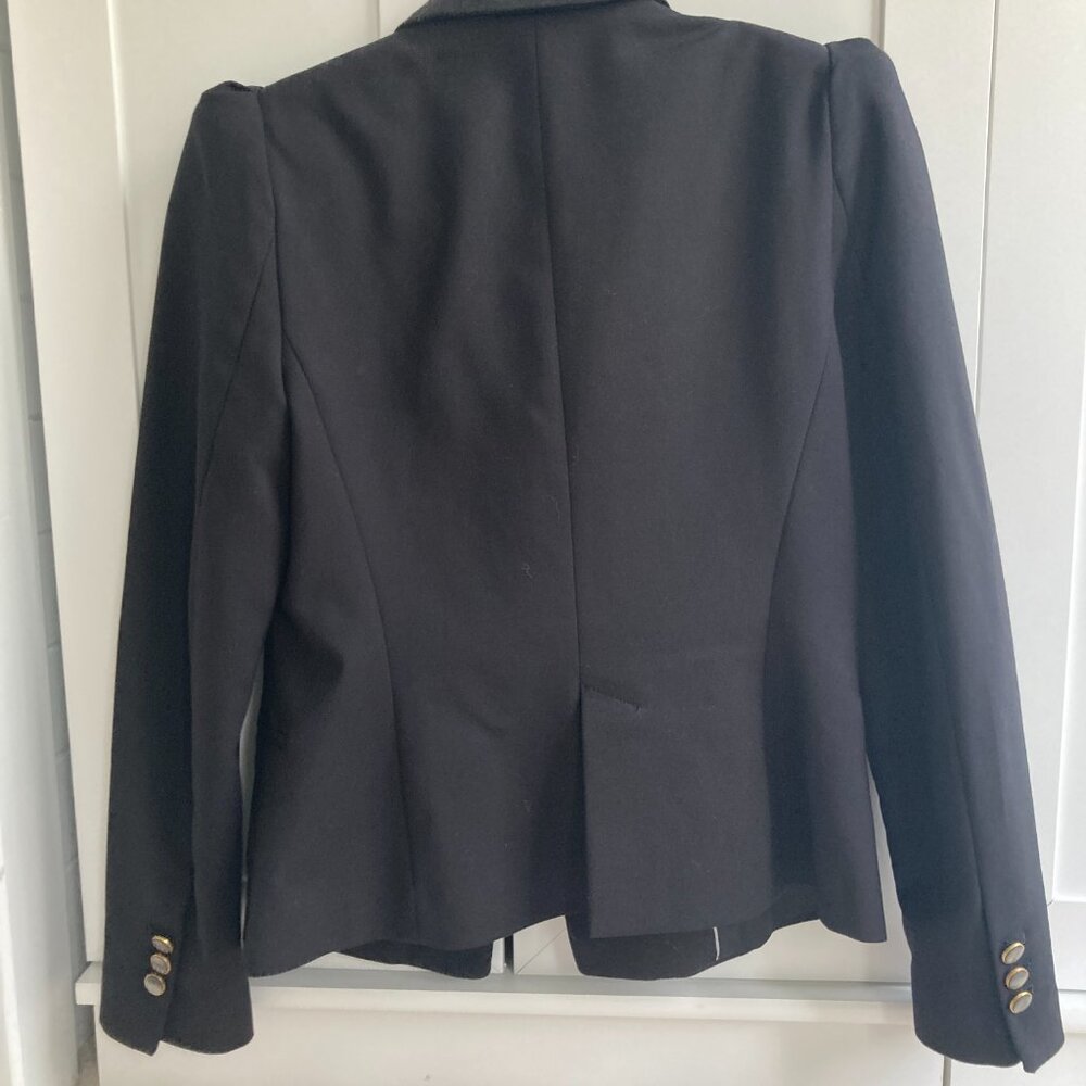 Black Zara Basic Blazer, Puffed Shoulder - image 3
